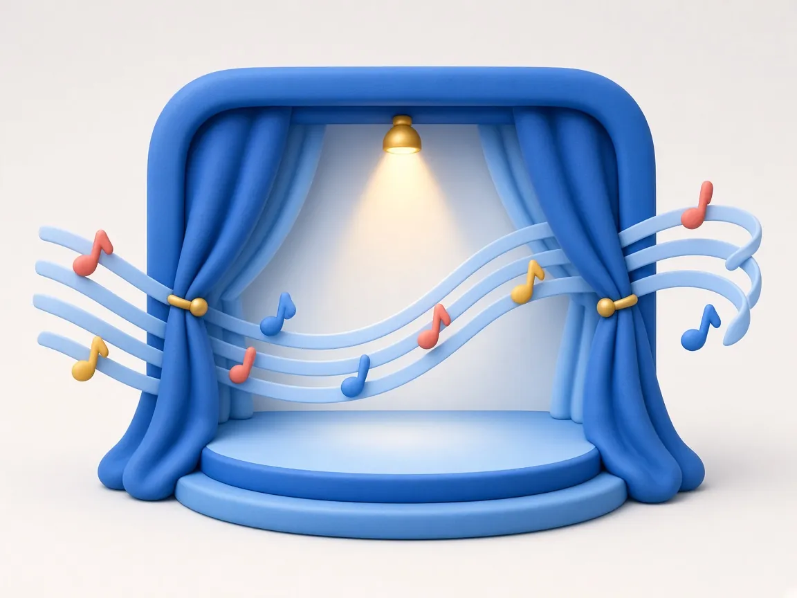 Illustration of a conductor and musical notes